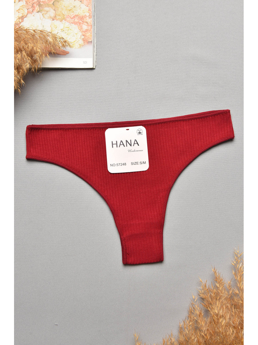 Труси жіночі в рубчик однотонні бордового кольору 57248 207759C