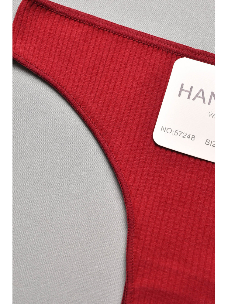 Труси жіночі в рубчик однотонні бордового кольору 57248 207759C