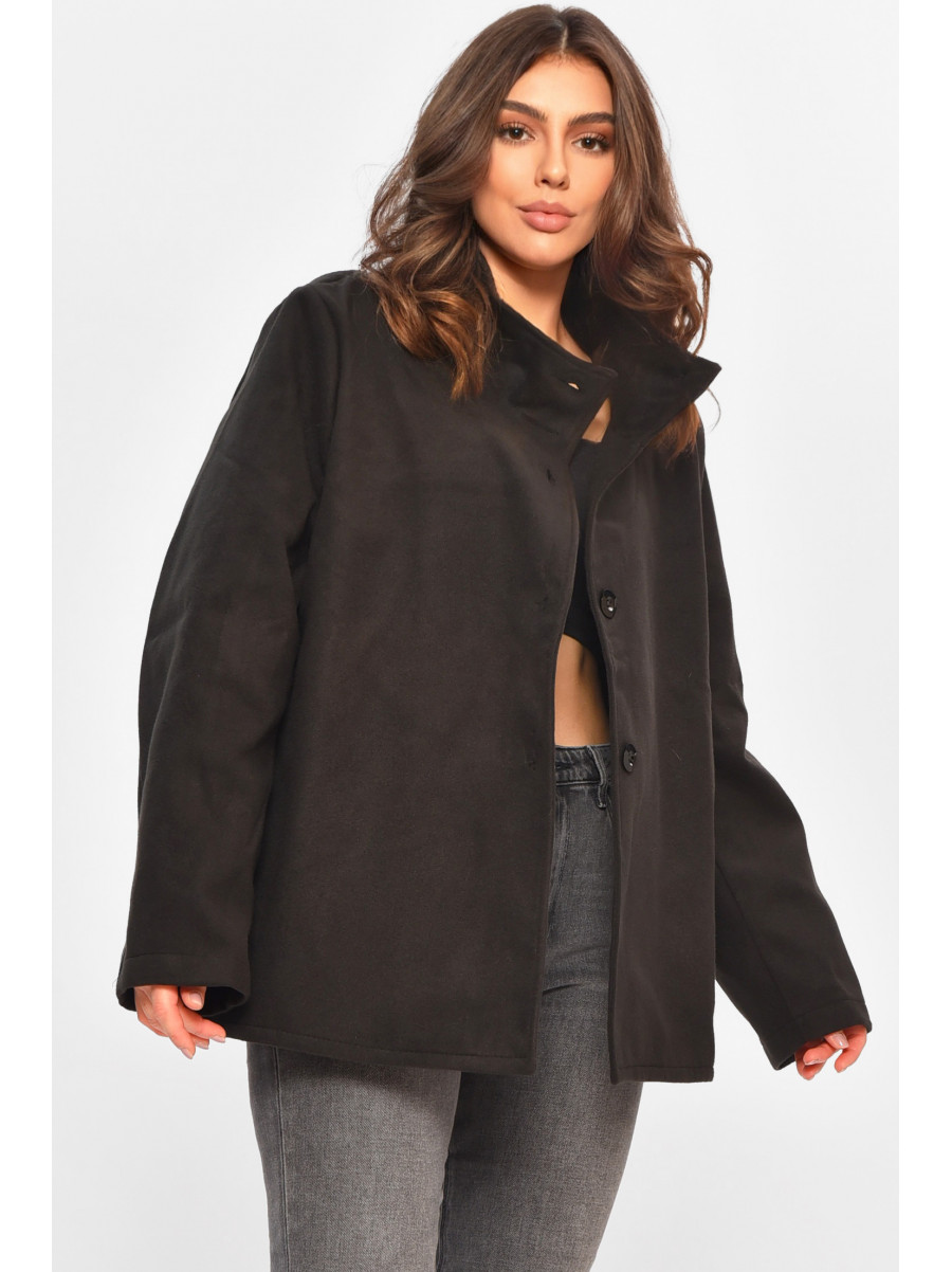 Кардиган-плащ жіночий чорного кольору на гудзиках 8407 207771C