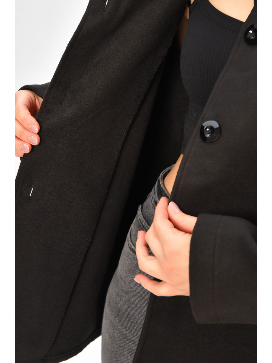 Кардиган-плащ жіночий чорного кольору на гудзиках 8407 207771C