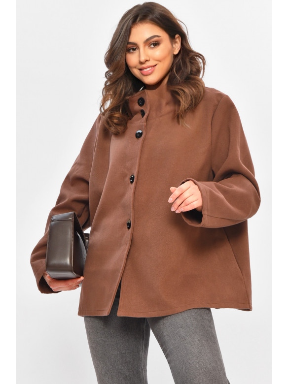 Кардиган-плащ жіночий темно-коричневого кольору на ґудзиках 8407 207773C