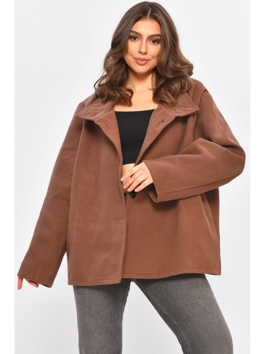 Кардиган-плащ жіночий темно-коричневого кольору на ґудзиках 8407 207773C