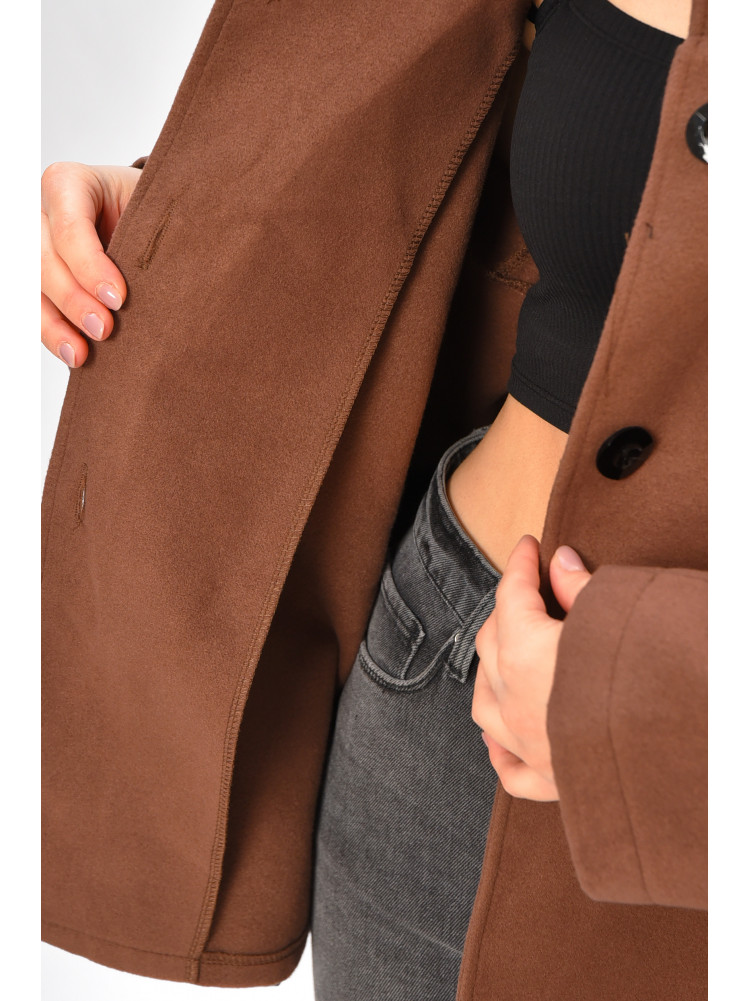 Кардиган-плащ жіночий темно-коричневого кольору на ґудзиках 8407 207773C