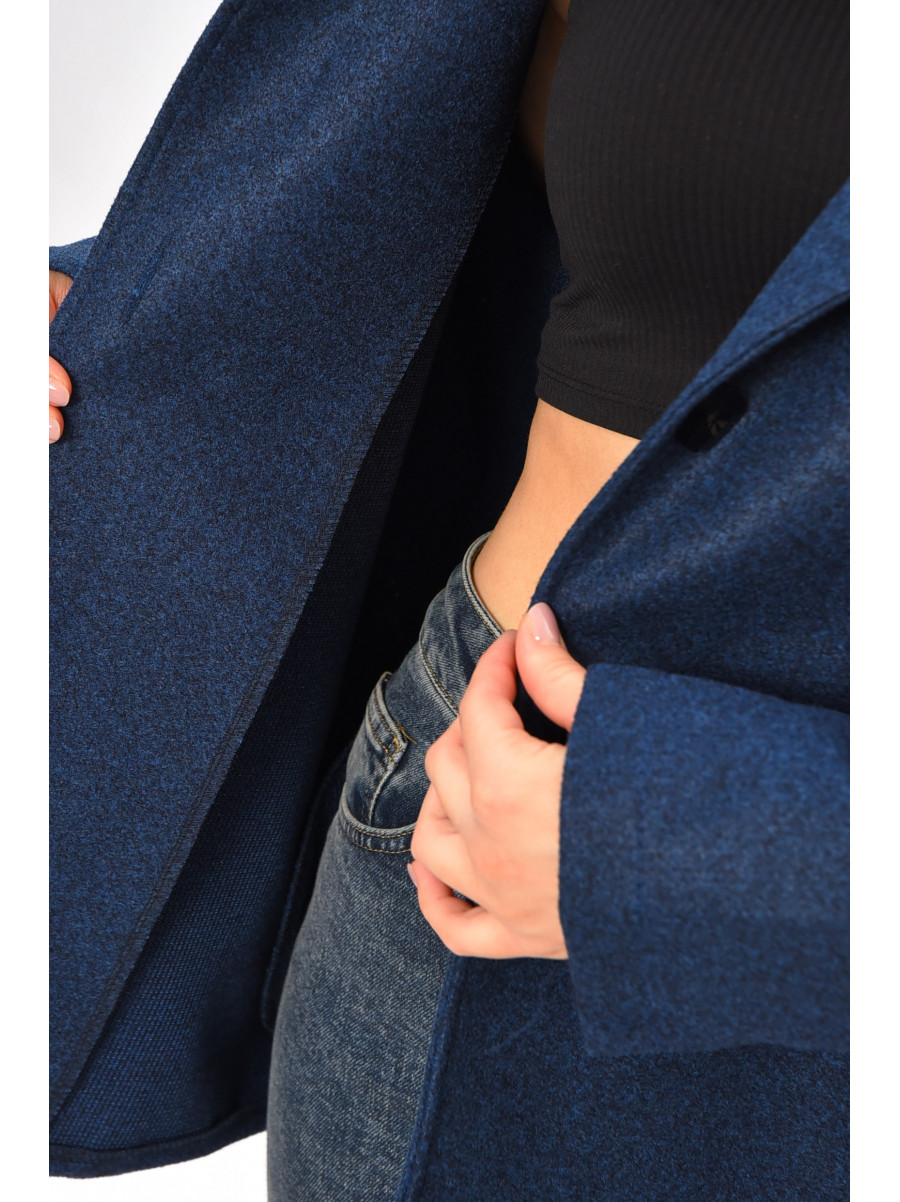 Кардиган-плащ женский тёмно-синего цвета на пуговицах 8407 207774C