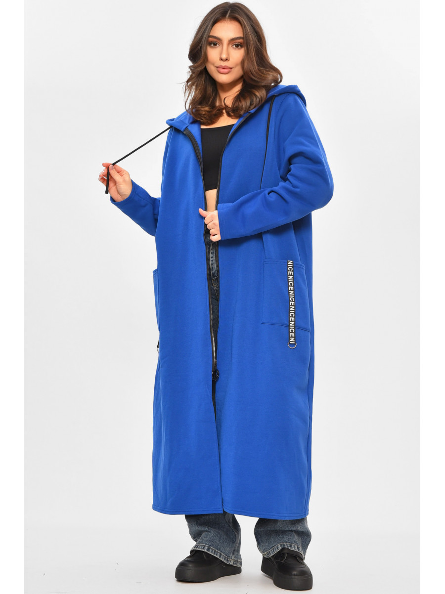 Кардиган жіночий батальний на флісі синього кольору 8396 207775C