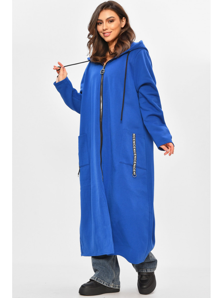 Кардиган жіночий батальний на флісі синього кольору 8396 207775C