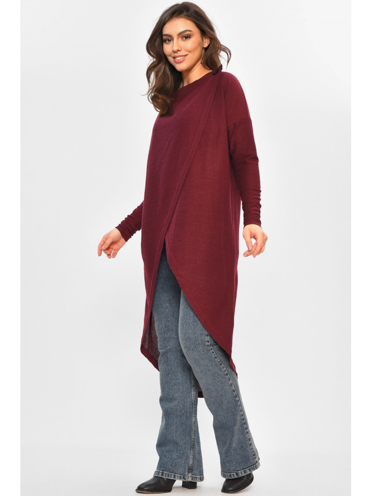 Кардиган женский полубатальный бордового цвета 8274 207776C