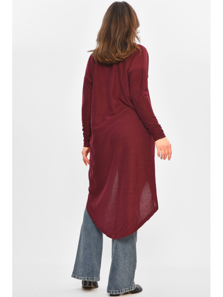 Кардиган женский полубатальный бордового цвета 8274 207776C