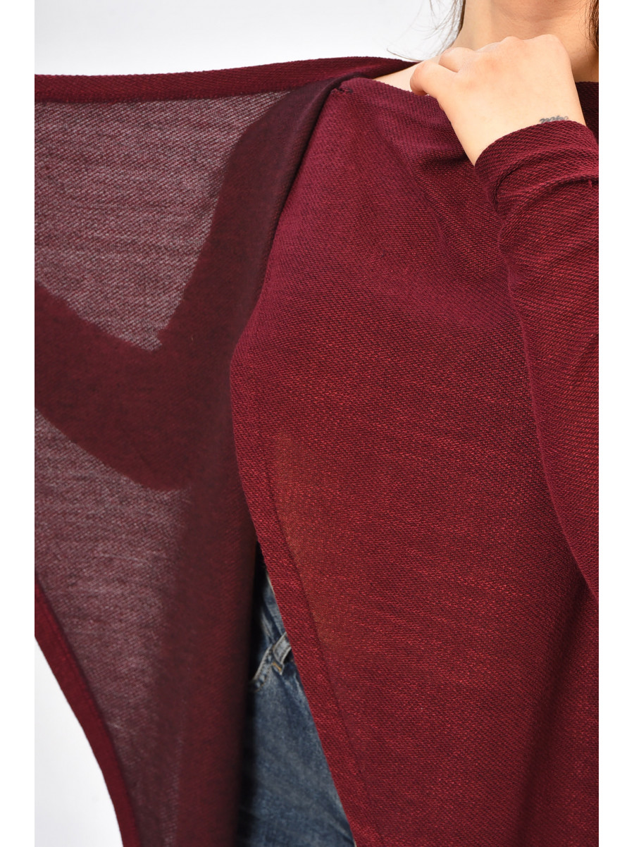 Кардиган женский полубатальный бордового цвета 8274 207776C