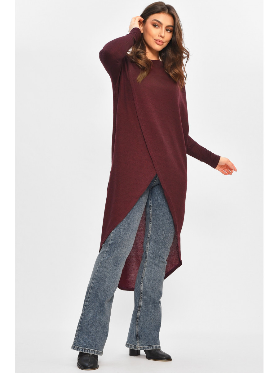 Кардиган жіночий напівбатальний бордового кольору 8274 207777C