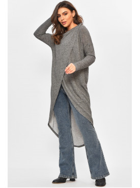 Кардиган женский полубатальный серого цвета 8274 207780C
