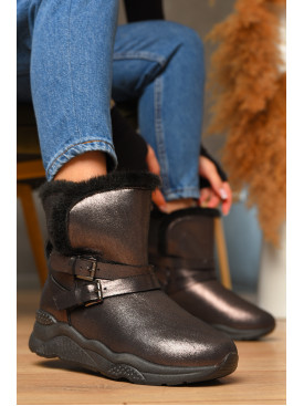 Уггі жіночі темно-коричневого кольору на хутрі 747-3 207781C