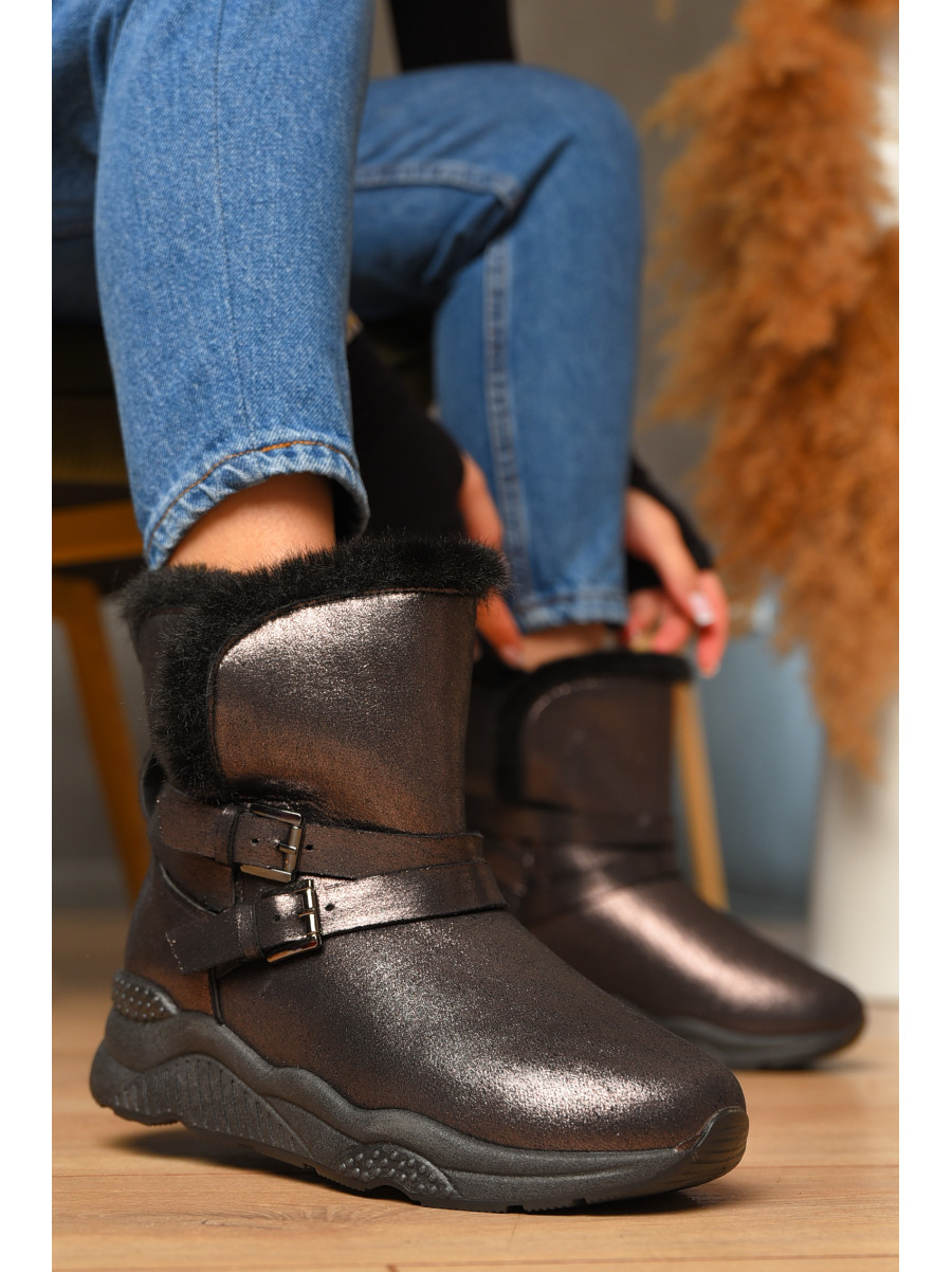 Уггі жіночі темно-коричневого кольору на хутрі 747-3 207781C