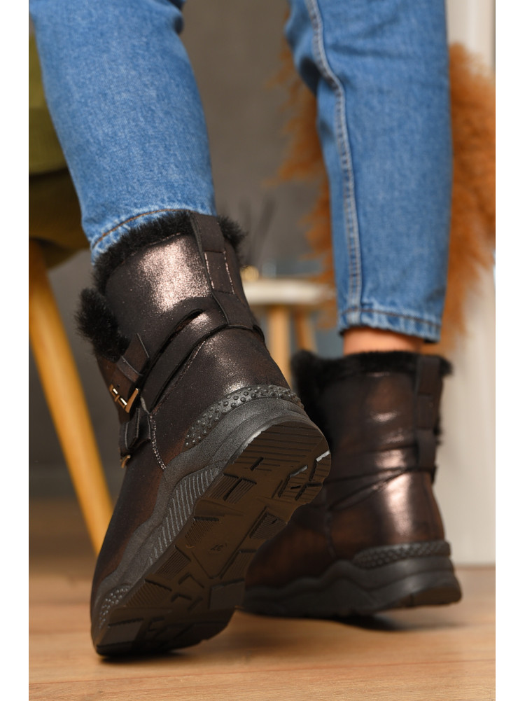 Уггі жіночі темно-коричневого кольору на хутрі 747-3 207781C