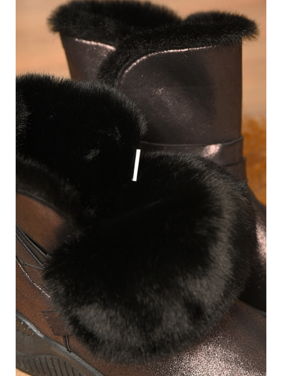 Уггі жіночі темно-коричневого кольору на хутрі 747-3 207781C