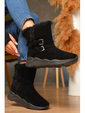 Уггі жіночі чорного кольору на хутрі 747-3 черные 207782C