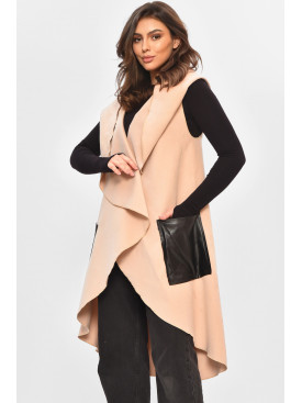 Кардиган женский полубатальный бежевого цвета 207784C