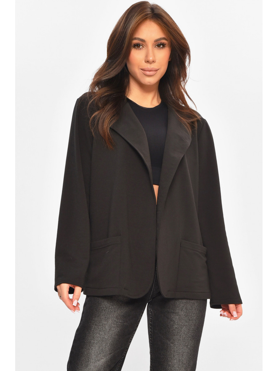 Кардиган жіночий однотонний чорного кольору 207785C