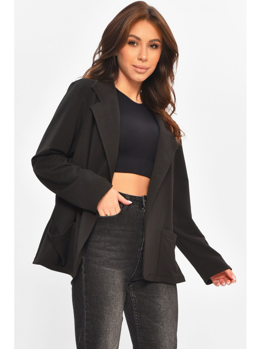 Кардиган жіночий однотонний чорного кольору 207785C