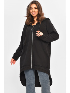 Кардиган жіночий напівбатальний на флісі чорного кольору 207786C