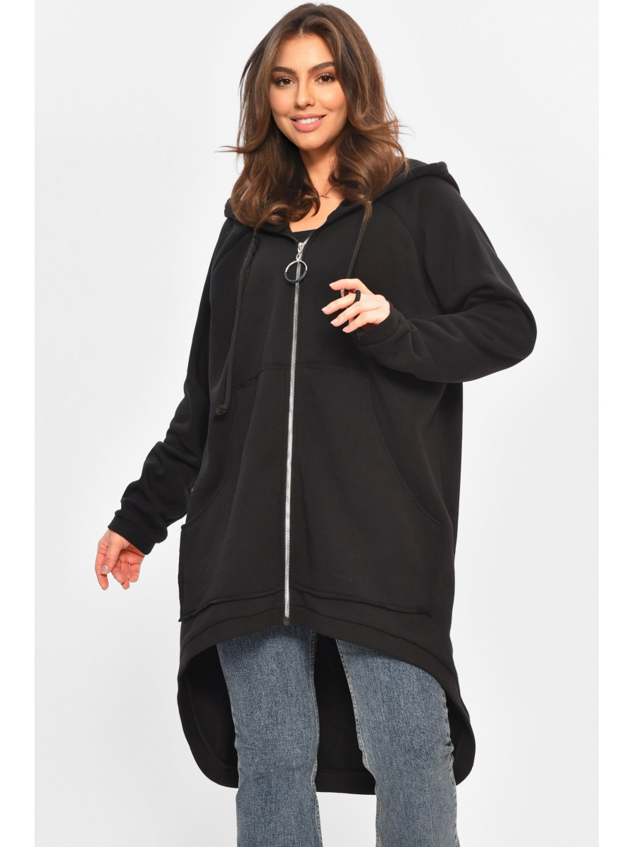 Кардиган жіночий напівбатальний на флісі чорного кольору 207786C