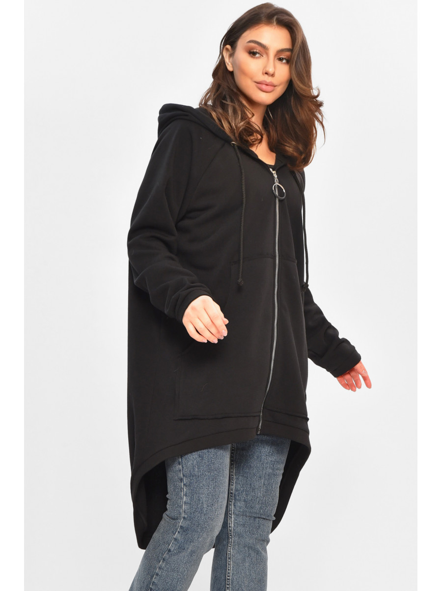 Кардиган жіночий напівбатальний на флісі чорного кольору 207786C