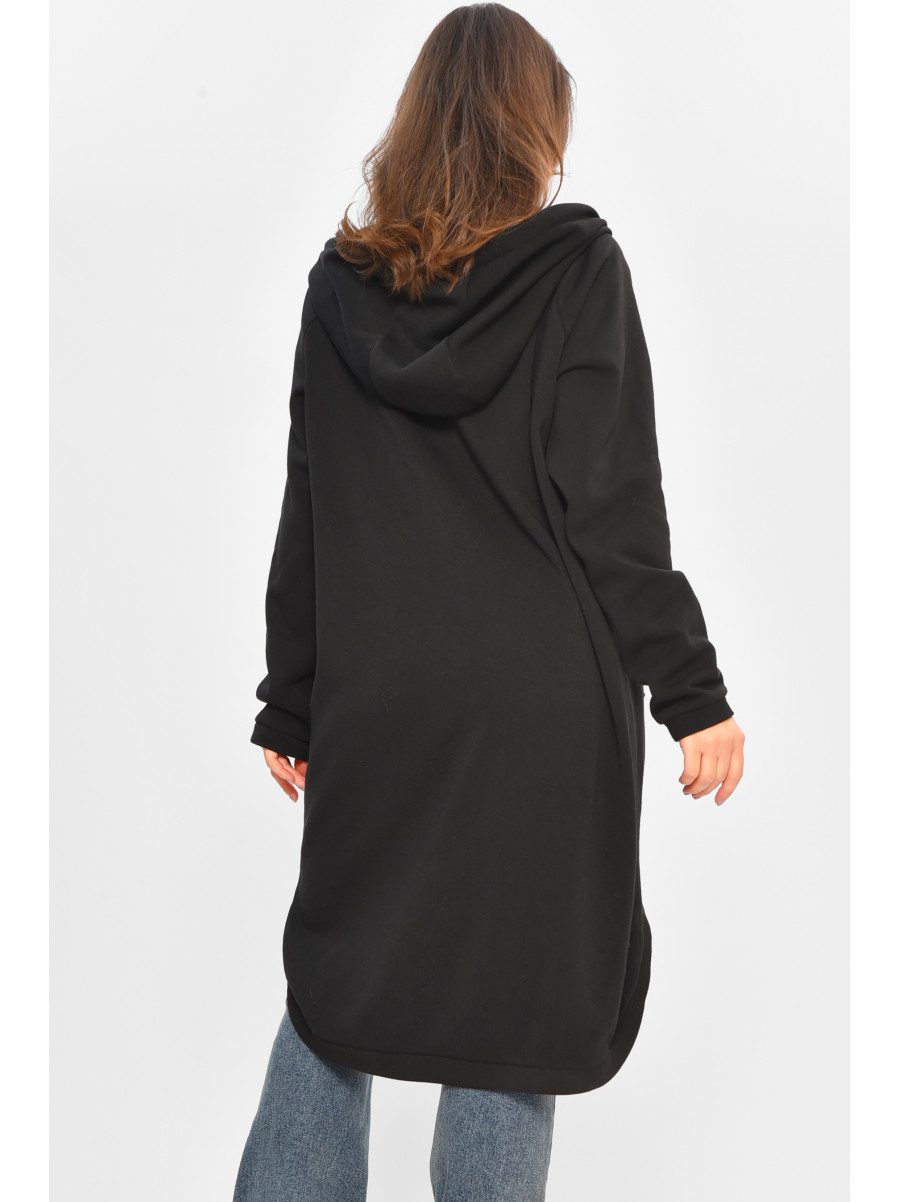 Кардиган жіночий напівбатальний на флісі чорного кольору 207786C