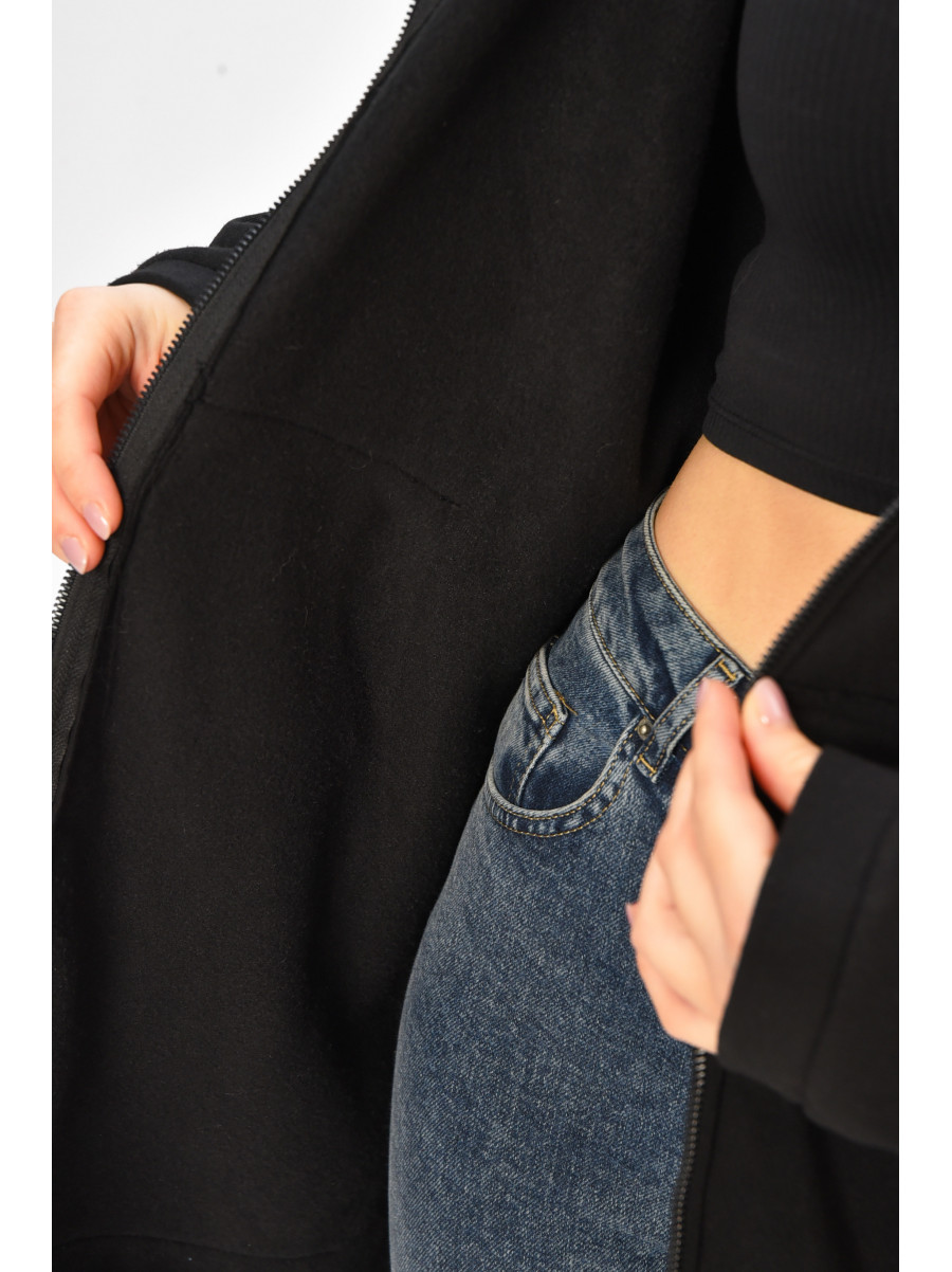 Кардиган жіночий напівбатальний на флісі чорного кольору 207786C