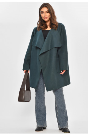 Кардиган-плащ жіночий напівбатальний темно-зеленого кольору 8045 207787C Кардиган-плащ жіночий напівбатальний темно-зеленого кольору 8045 207787C