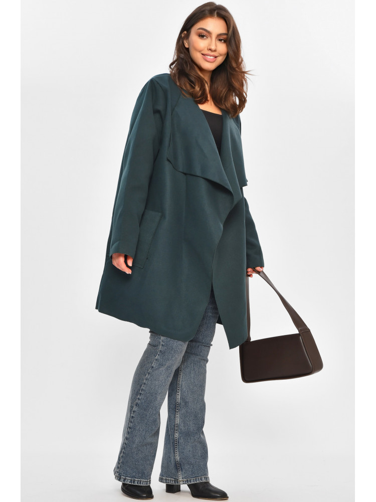 Кардиган-плащ жіночий напівбатальний темно-зеленого кольору 8045 207787C