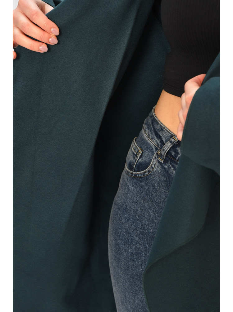 Кардиган-плащ жіночий напівбатальний темно-зеленого кольору 8045 207787C