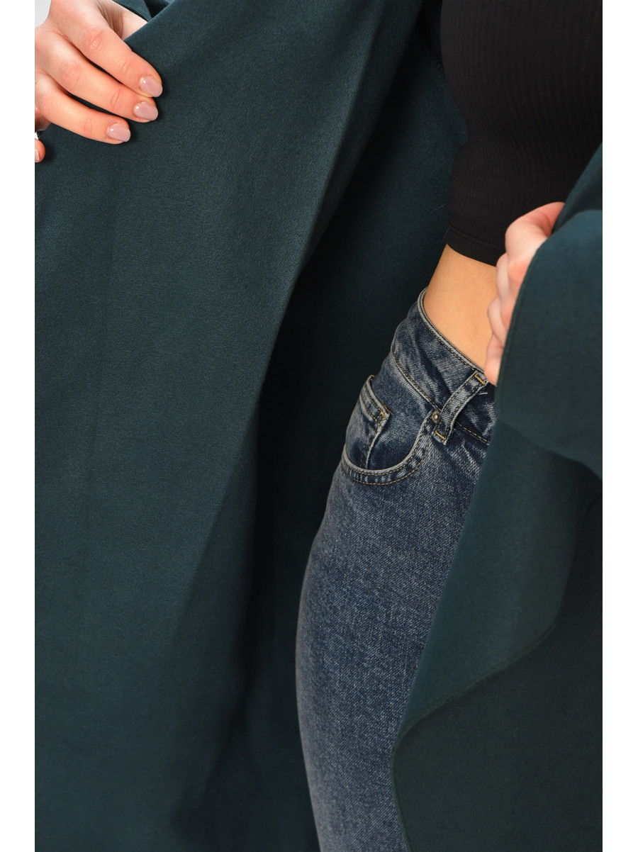 Кардиган-плащ жіночий напівбатальний темно-зеленого кольору 8045 207787C