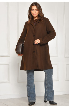 Пальто жіноче демісезонне батальне темно-коричневого кольору 8397 207789C Пальто жіноче демісезонне батальне темно-коричневого кольору 8397 207789C
