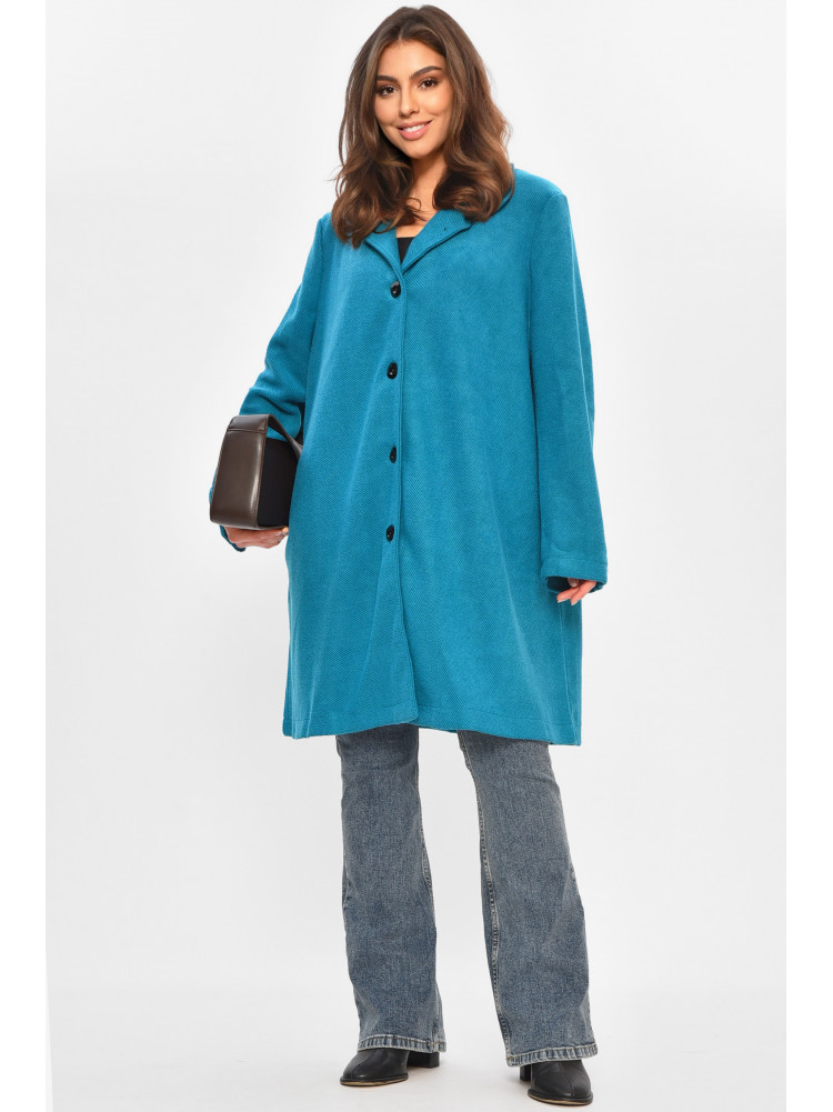 Пальто жіноче демісезонне батальне бірюзового кольору 8397 207792C