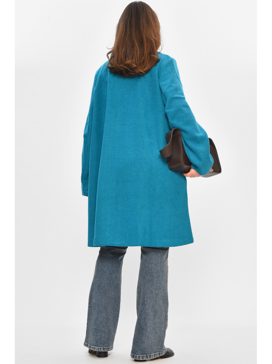 Пальто жіноче демісезонне батальне бірюзового кольору 8397 207792C