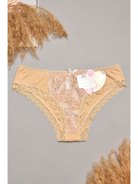 Трусы женские гипюровые бежевого цвета 7900 207793C