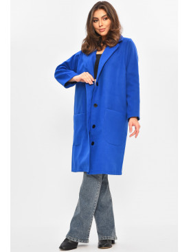 Пальто женское демисезонное батальное синего цвета 8266 207795C Пальто женское демисезонное батальное синего цвета 8266 207795C