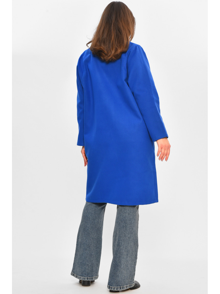 Пальто жіноче демісезонне батальне синього кольору 8266 207795C