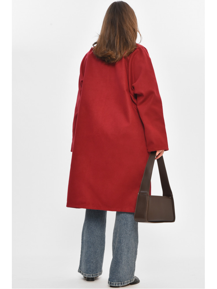 Пальто жіноче демісезонне батальне бордового кольору 8266 207796C