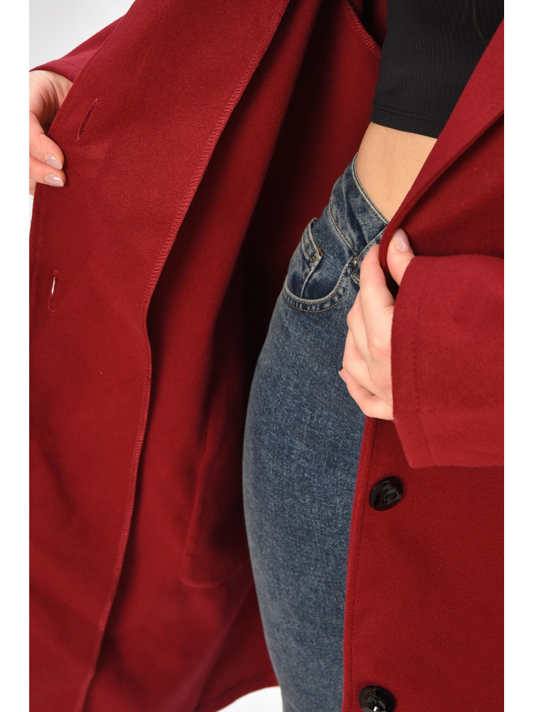 Пальто жіноче демісезонне батальне бордового кольору 8266 207796C