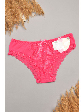 Трусы женские гипюровые малинового цвета 7900 207798C