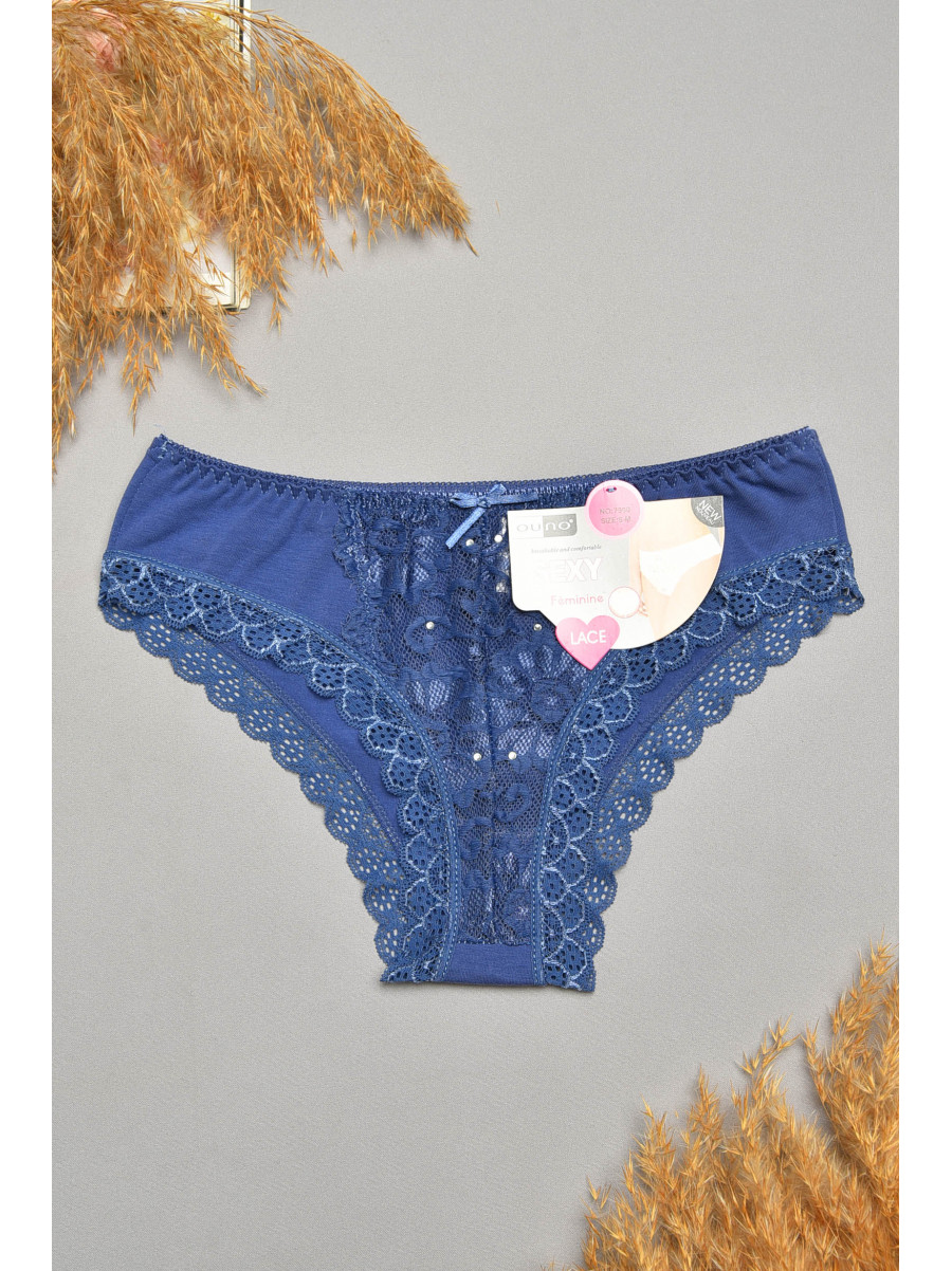 Трусы женские темно-синего цвета с гипюровыми вставками 7900 207799C