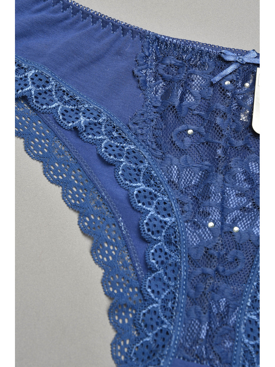 Трусы женские темно-синего цвета с гипюровыми вставками 7900 207799C