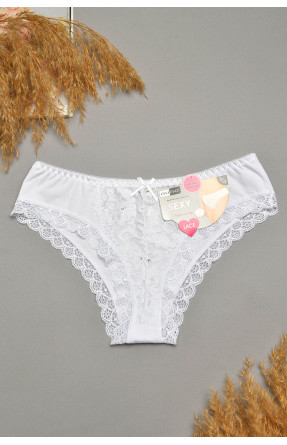 Трусы женские белого цвета с гипюровыми вставками 7900 207800C