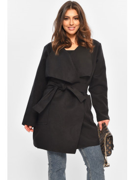 Кардиган-плащ женский однотонный черного цвета 8045 207801C