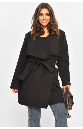 Кардиган-плащ жіночий однотонний чорного кольору 8045 207801C Кардиган-плащ жіночий однотонний чорного кольору 8045 207801C