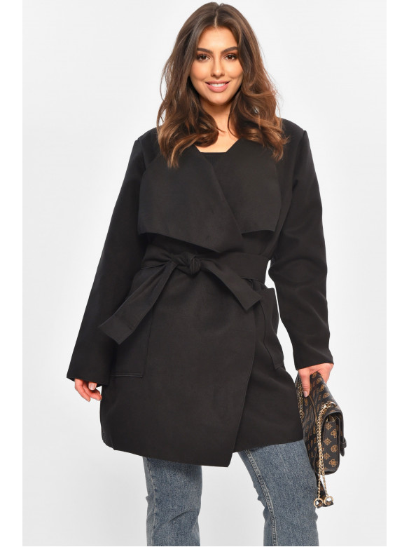 Кардиган-плащ жіночий однотонний чорного кольору 8045 207801C