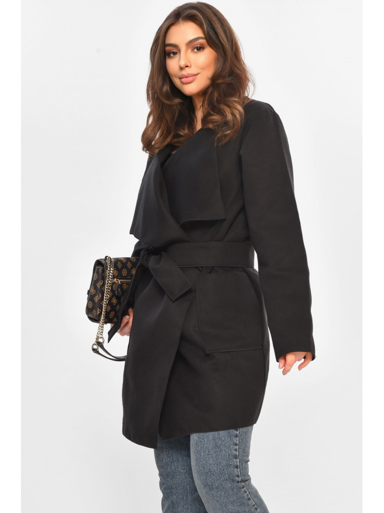 Кардиган-плащ жіночий однотонний чорного кольору 8045 207801C