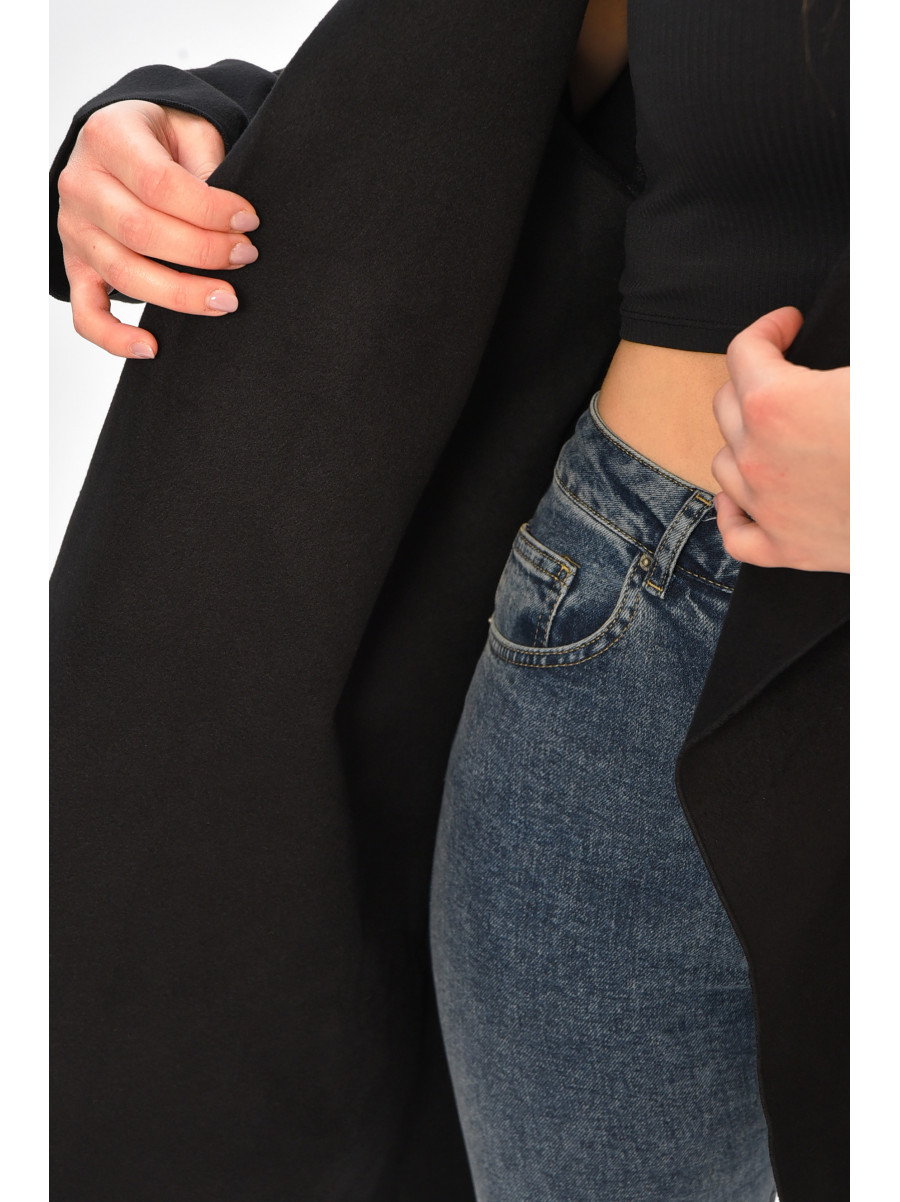 Кардиган-плащ жіночий однотонний чорного кольору 8045 207801C