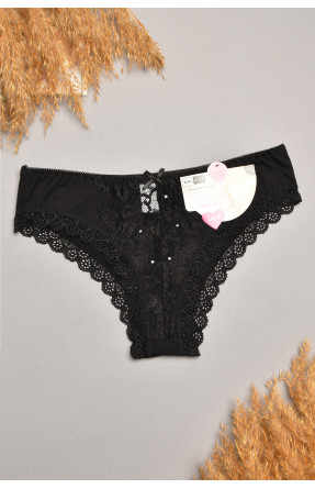 Трусы женские чорного цвета с гипюровыми вставками 7900 207802C
